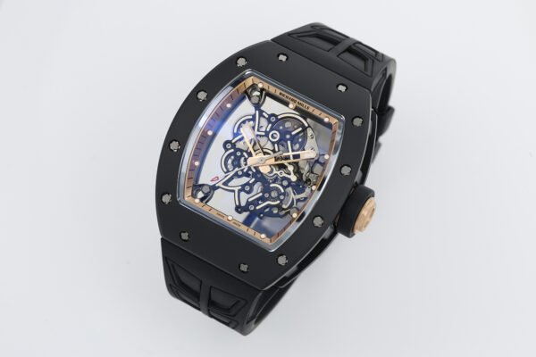 rm055 black ceramic clone watch skeleton dial