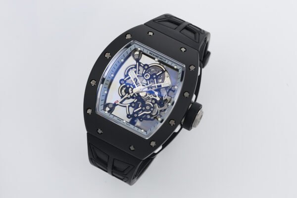 rm055 black ceramic clone watch skeleton dial