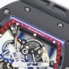 skeletonized dial with grade 5 titanium baseplate and double mainspring barrels