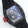 rm055 all-black transparent case back clearly shows the internal structure of the movement.