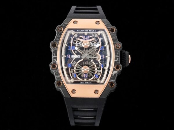 richard nille rm21-01 tourbillon mechanical watch with black rubber strap
