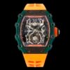 richard mille rm21-02 luxury men tourbillon watch rubber orange starp