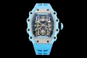 richard mille rm21-02 luxury men tourbillon watch blue rubber starp