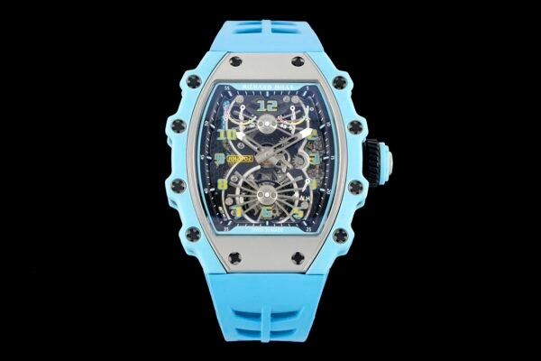 richard mille rm21-02 luxury men tourbillon watch blue rubber starp
