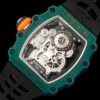 close-up details of the movement of the rm21-02 luxury sports watch.