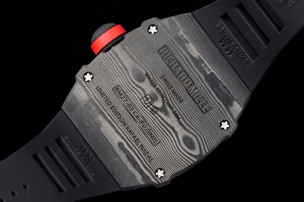 detailed image of the back of the quartz TPT case with 4 titanium Torx screws.