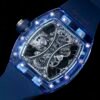 the sapphire crystal case back is adorned with 12 titanium alloy screws, clearly revealing the high-quality internal movement. the sapphire crystal case back is adorned with 12 titanium alloy screws, clearly revealing the high-quality internal movement.