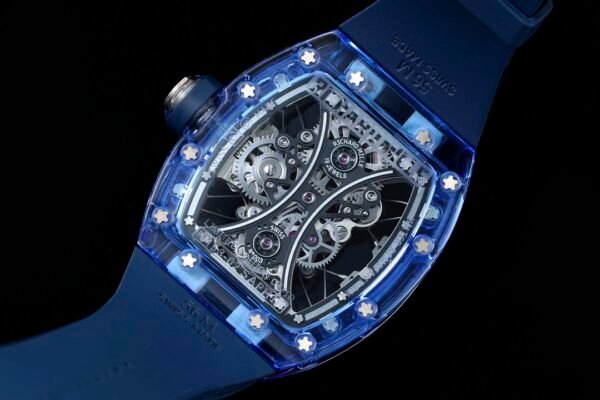 the sapphire crystal case back is adorned with 12 titanium alloy screws, clearly revealing the high-quality internal movement. the sapphire crystal case back is adorned with 12 titanium alloy screws, clearly revealing the high-quality internal movement.