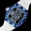 the sapphire crystal case back is adorned with 12 titanium alloy screws, clearly revealing the high-quality internal movement.