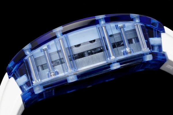 rm53-02 features a transparent sapphire to clearly see the internal structure of the movement. rm53-02 features a transparent sapphire to clearly see the internal structure of the movement.
