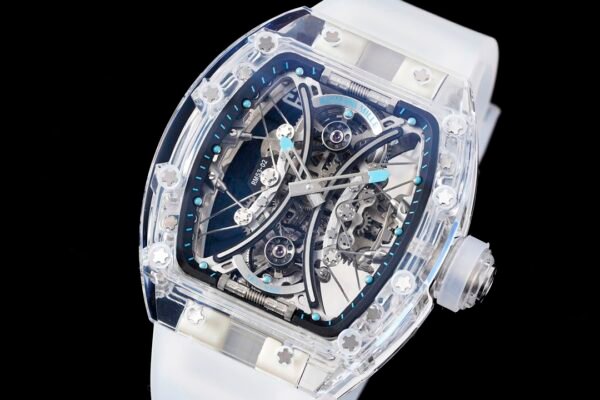 rm53-02 full sapphire crystal skeletonized dial and tourbillon movement.