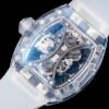 the sapphire crystal case back is adorned with 12 titanium alloy screws, clearly revealing the high-quality internal movement.