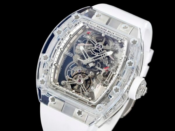 skeletonized dial with luminous hands & crystal markers