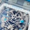 rm56-01 sapphire crystal case with a skeletonized dial clearly shows the mainspring barrel. rm56-01 sapphire crystal case with a skeletonized dial clearly shows the mainspring barrel.