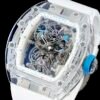 skeletonized dial with luminous hands & crystal markers