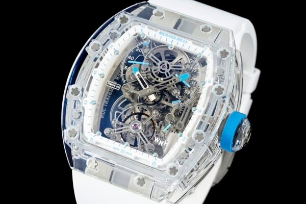 skeletonized dial with luminous hands & crystal markers