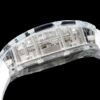 the transparent sapphire crystal case clearly shows the titanium screws connecting the watch.