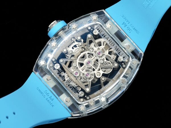 rm56-02 transparent case back perfectly showcases the details of the movement from every angle.