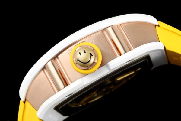 crown styled with a custom molded 3D smiley emblem / o-ring double seal