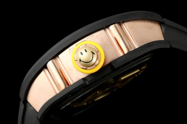 crown styled with a custom molded 3D smiley emblem / o-ring double seal