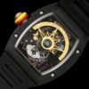 the movement is clearly visible through the transparent case back of the rm88.