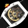 the movement is clearly visible through the transparent case back of the rm88.