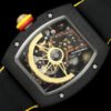 the movement is clearly visible through the transparent case back of the rm88.