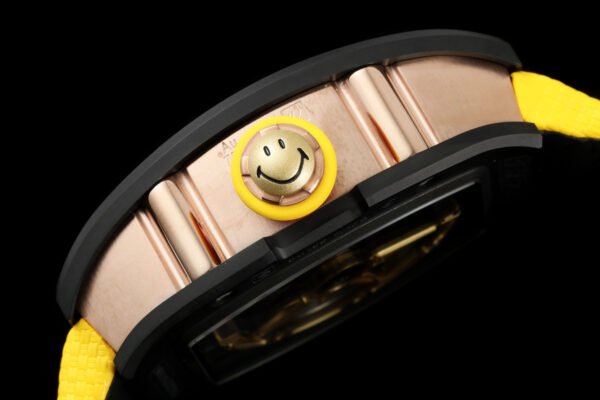 crown styled with a custom molded 3D smiley emblem / o-ring double seal