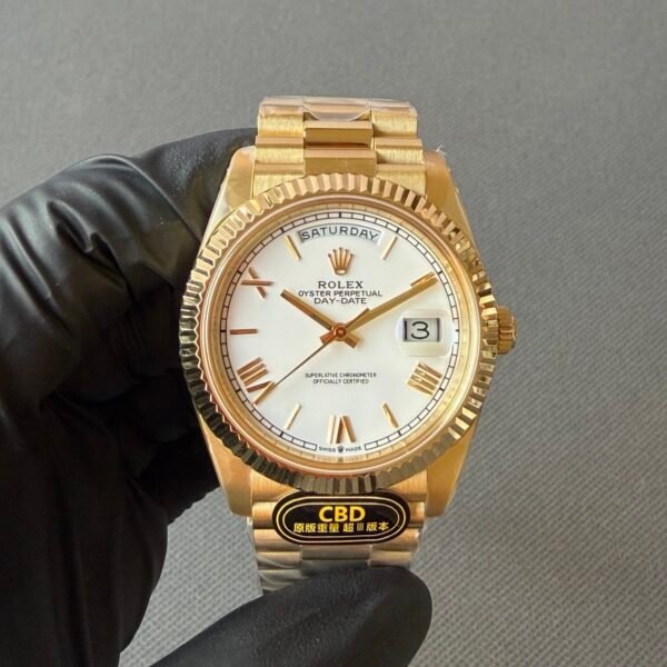 rolex daydate 40 m228238-0042 yellow gold white dial president bracelet super clone 1:1