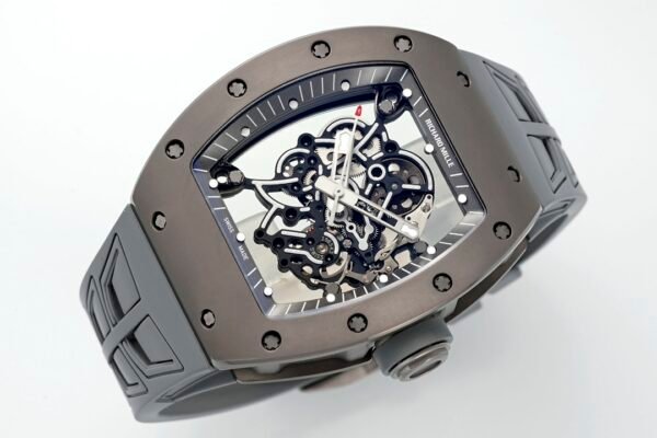 rm055 bezel is made of titanium carbide (TiC) that has undergone micro-blasting.