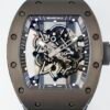 close-up front view of the rm055 all-grey skeleton dial