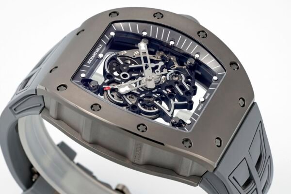 rm055 watch made entirely of gray ceramic and titanium.