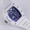 rm055 all-white transparent case back clearly shows the internal structure of the movement.