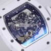 skeletonized dial with grade 5 titanium baseplate and double mainspring barrels